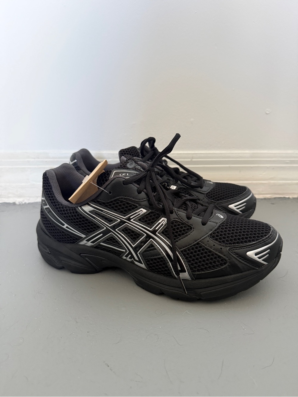 ASICS Black Athletic Running Shoes with Silver Accents